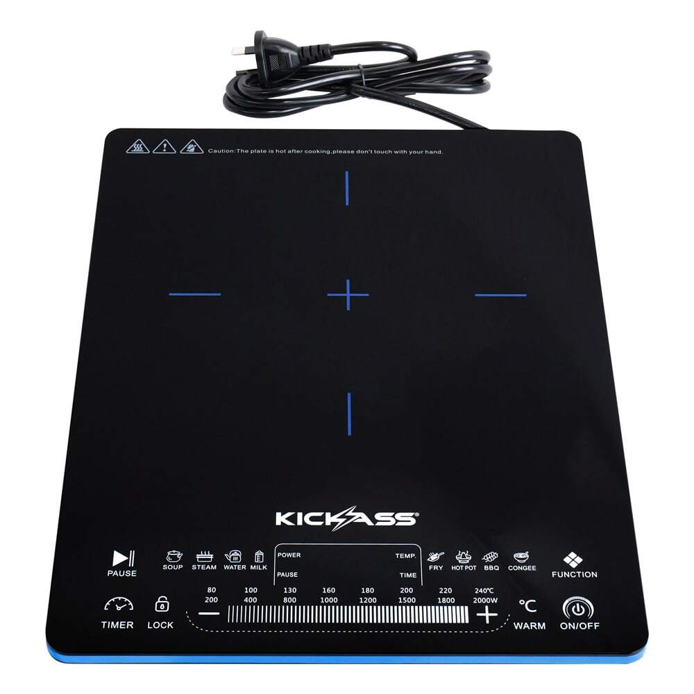 KickAss Quickfire Portable 600W Electric BBQ & Induction Cooktop Combo Cooktop + BBQ