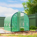 3 x 2m Walk-in Polytunnel Greenhouse with 2 Hinged Doors & 6 Mesh Windows, Green