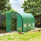 3 x 2m Walk-in Polytunnel Greenhouse with 2 Hinged Doors & 6 Mesh Windows, Green