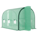 3 x 2m Walk-in Polytunnel Greenhouse with 2 Hinged Doors & 6 Mesh Windows, Green