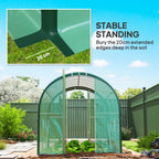 3 x 2m Walk-in Polytunnel Greenhouse with 2 Hinged Doors & 6 Mesh Windows, Green