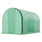 3 x 2m Walk-in Polytunnel Greenhouse with 2 Hinged Doors & 6 Mesh Windows, Green