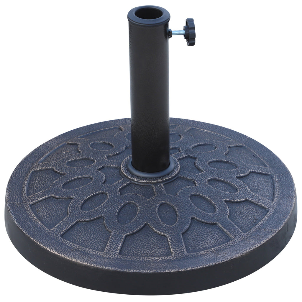 13kg Round Resin Garden Parasol Base for 38mm or 48mm Umbrella Poles, Bronze Tone
