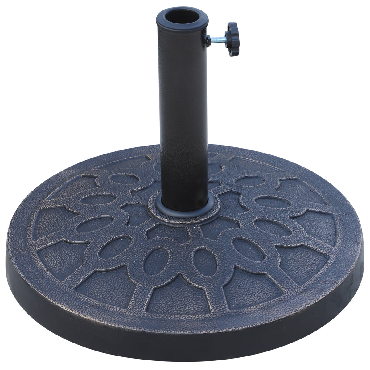 13kg Round Resin Garden Parasol Base for 38mm or 48mm Umbrella Poles, Bronze Tone