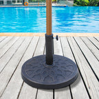 13kg Round Resin Garden Parasol Base for 38mm or 48mm Umbrella Poles, Bronze Tone