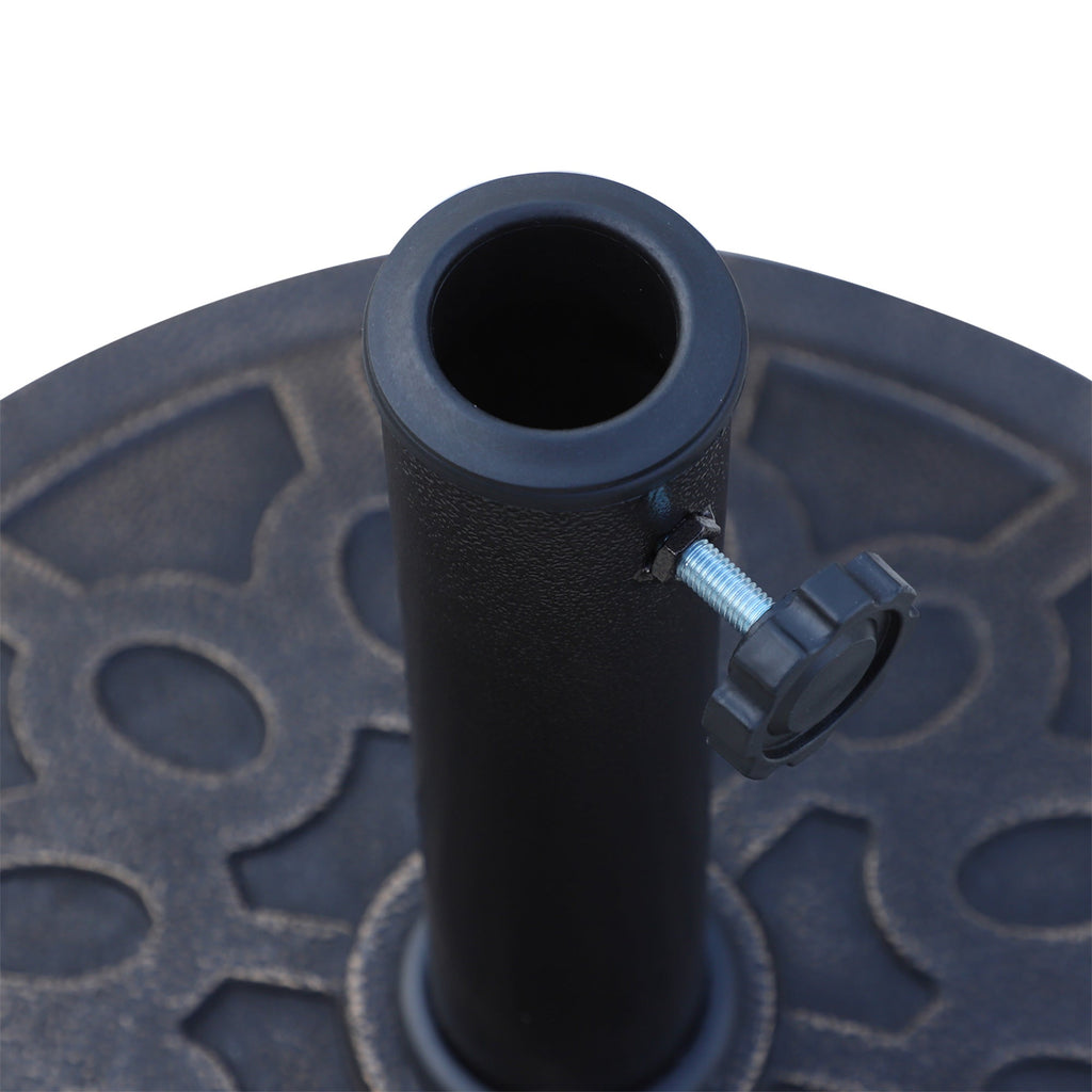 13kg Round Resin Garden Parasol Base for 38mm or 48mm Umbrella Poles, Bronze Tone