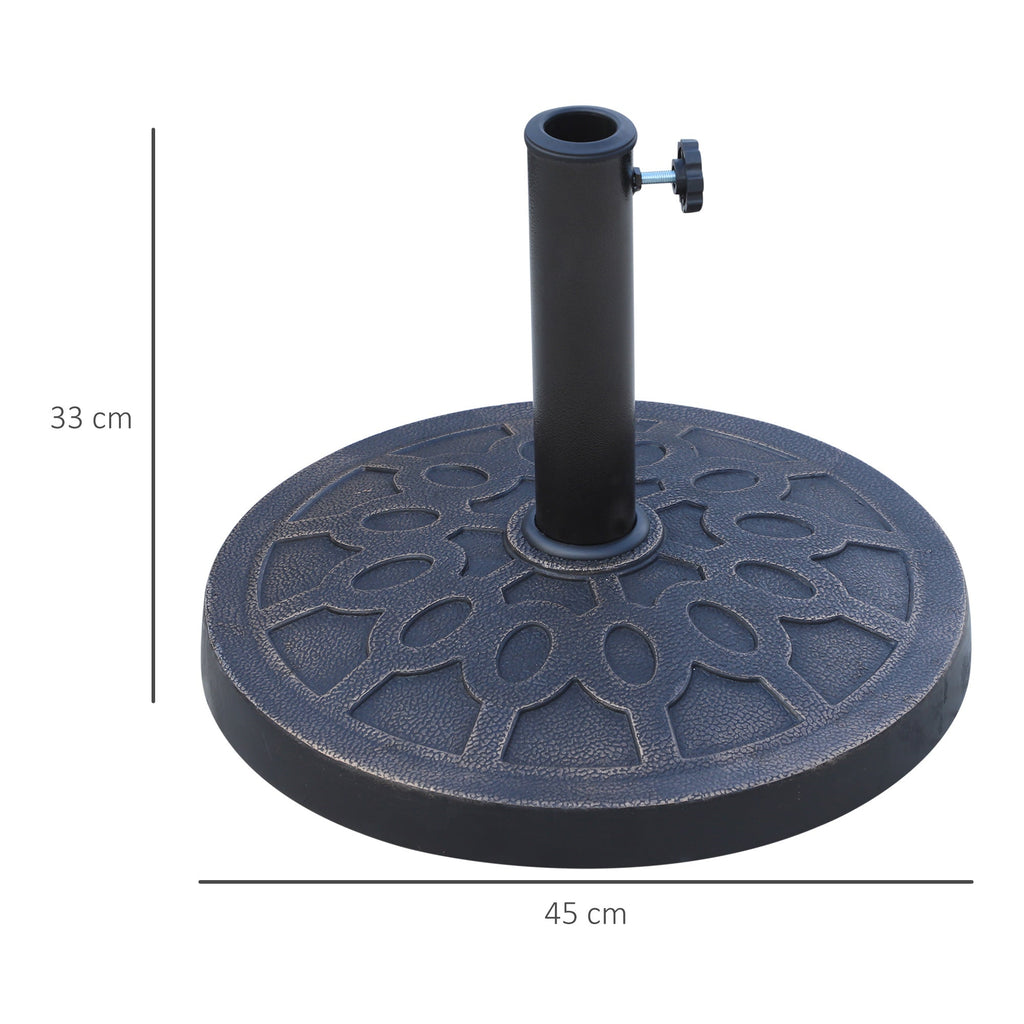13kg Round Resin Garden Parasol Base for 38mm or 48mm Umbrella Poles, Bronze Tone