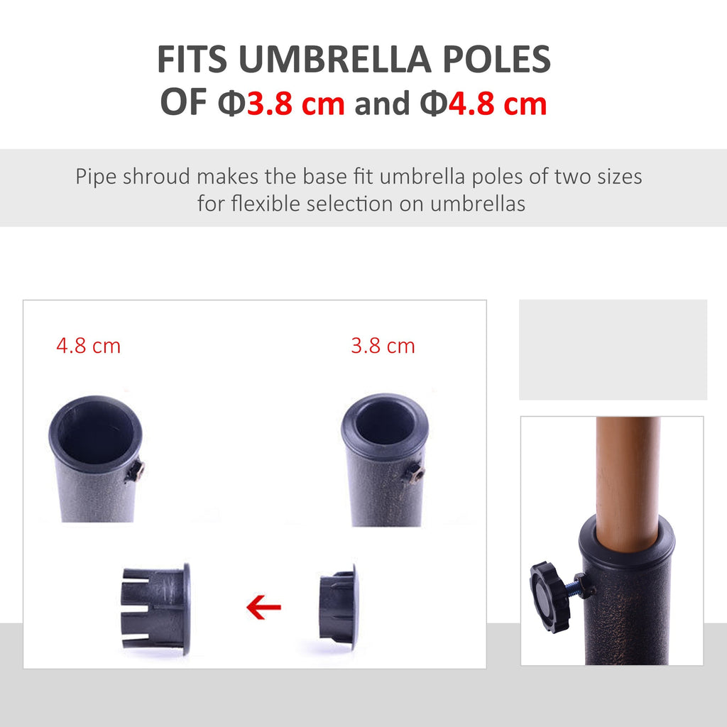 13kg Round Resin Garden Parasol Base for 38mm or 48mm Umbrella Poles, Bronze Tone