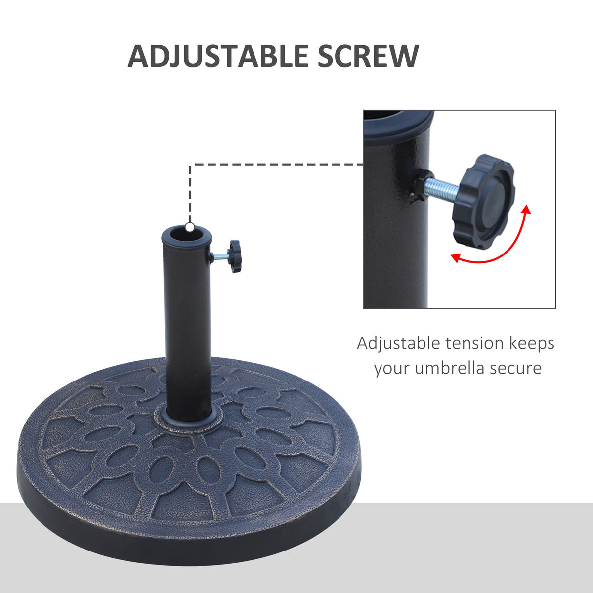 13kg Round Resin Garden Parasol Base for 38mm or 48mm Umbrella Poles, Bronze Tone