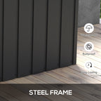 450L Outdoor Storage Box, Lockable Metal Storage Box with Wheels & Handles, Dark Grey
