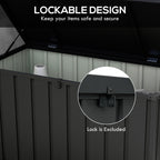 450L Outdoor Storage Box, Lockable Metal Storage Box with Wheels & Handles, Dark Grey