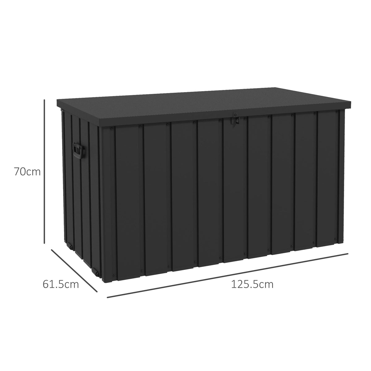 450L Outdoor Storage Box, Lockable Metal Storage Box with Wheels & Handles, Dark Grey