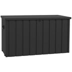 450L Outdoor Storage Box, Lockable Metal Storage Box with Wheels & Handles, Dark Grey