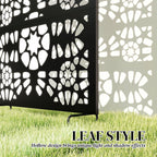 72" x 38" Metal Outdoor Privacy Screen, Symmetrical Pattern, Black