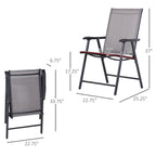 Set of 4 Stackable Outdoor Folding Chairs with Armrests, Metal Frame, Gray