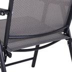 Set of 4 Stackable Outdoor Folding Chairs with Armrests, Metal Frame, Gray