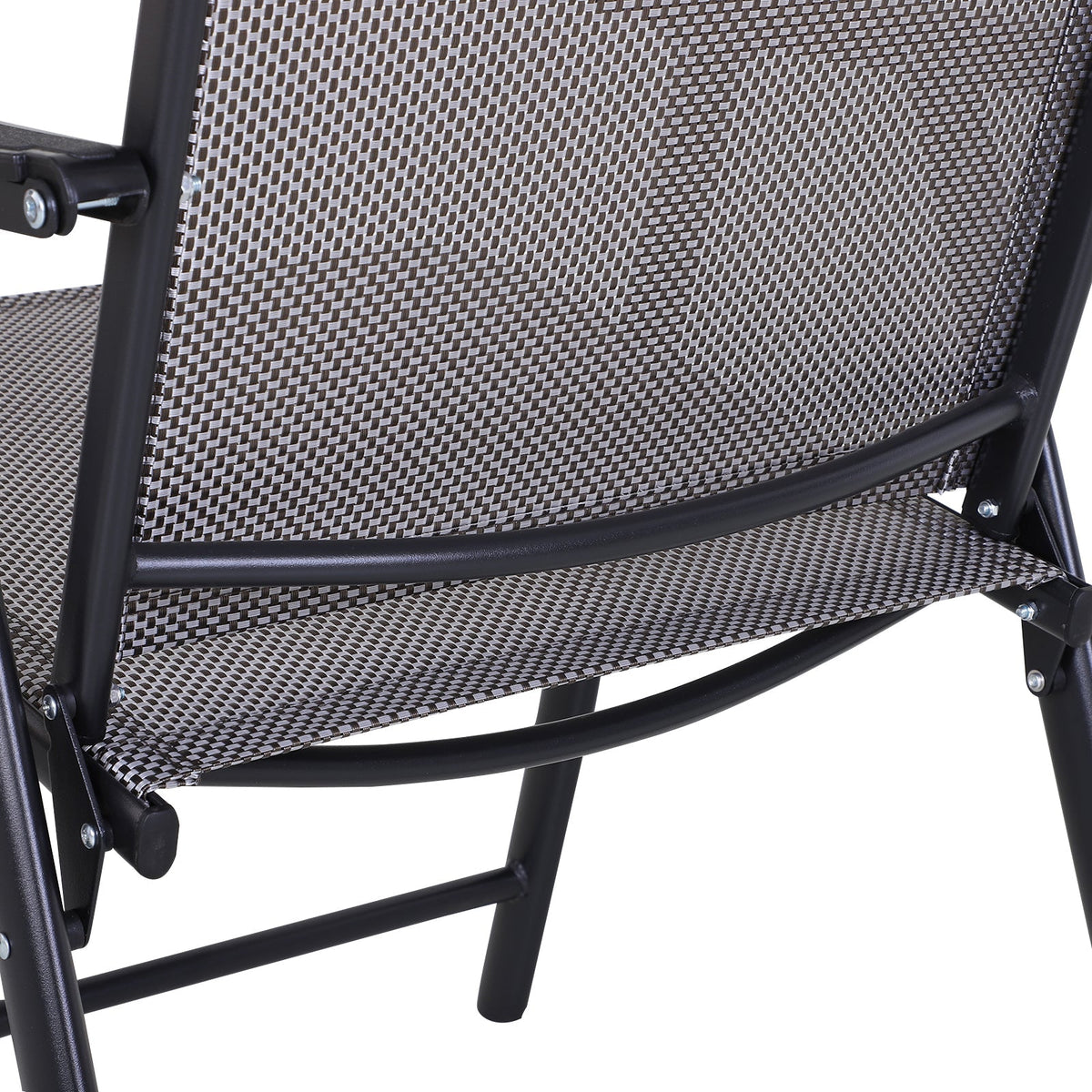 Set of 4 Stackable Outdoor Folding Chairs with Armrests, Metal Frame, Gray
