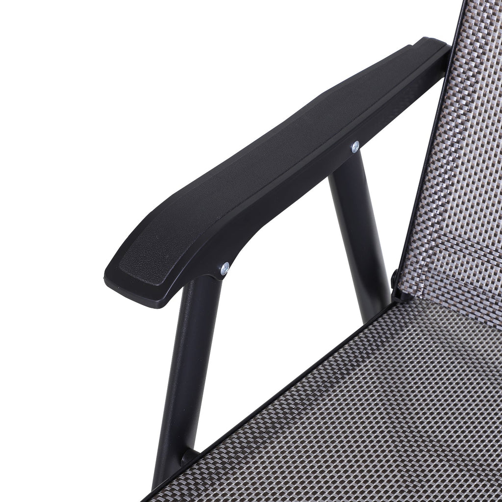 Set of 4 Stackable Outdoor Folding Chairs with Armrests, Metal Frame, Gray