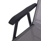 Set of 4 Stackable Outdoor Folding Chairs with Armrests, Metal Frame, Gray