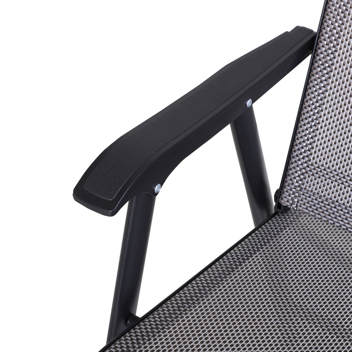 Set of 4 Stackable Outdoor Folding Chairs with Armrests, Metal Frame, Gray