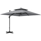 10' x 10' Double Top Square Offset Umbrella with Umbrella Cover, Light Grey