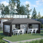 3 x 6m Garden Pop Up Gazebo, Height Adjustable Party Tent w/ Sidewalls & Storage Bag, Grey