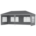 3 x 6m Garden Pop Up Gazebo, Height Adjustable Party Tent w/ Sidewalls & Storage Bag, Grey