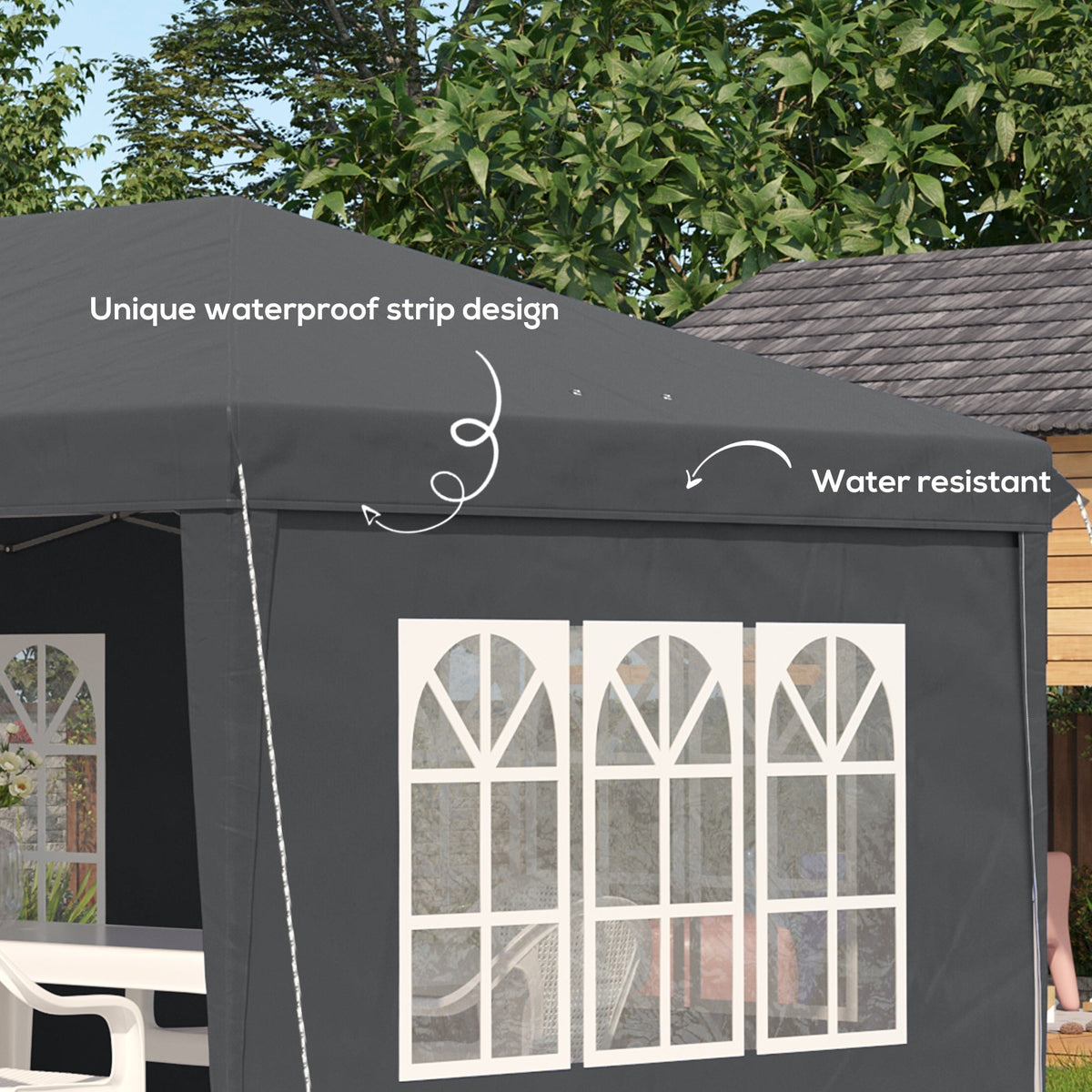 3 x 6m Garden Pop Up Gazebo, Height Adjustable Party Tent w/ Sidewalls & Storage Bag, Grey
