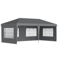 3 x 6m Garden Pop Up Gazebo, Height Adjustable Party Tent w/ Sidewalls & Storage Bag, Grey