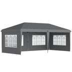 3 x 6m Garden Pop Up Gazebo, Height Adjustable Party Tent w/ Sidewalls & Storage Bag, Grey