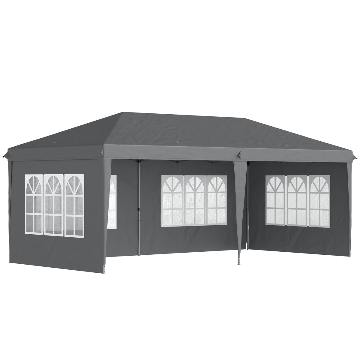 3 x 6m Garden Pop Up Gazebo, Height Adjustable Party Tent w/ Sidewalls & Storage Bag, Grey