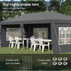 3 x 6m Garden Pop Up Gazebo, Height Adjustable Party Tent w/ Sidewalls & Storage Bag, Grey