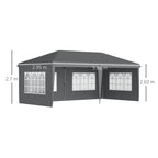 3 x 6m Garden Pop Up Gazebo, Height Adjustable Party Tent w/ Sidewalls & Storage Bag, Grey