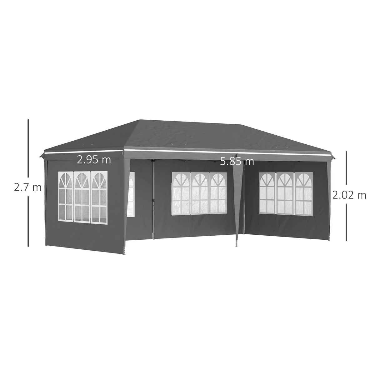 3 x 6m Garden Pop Up Gazebo, Height Adjustable Party Tent w/ Sidewalls & Storage Bag, Grey