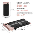 DeerRun Q2 Urban 7% Incline Under-desk Walking Pad with Smart Control | Rose Gold