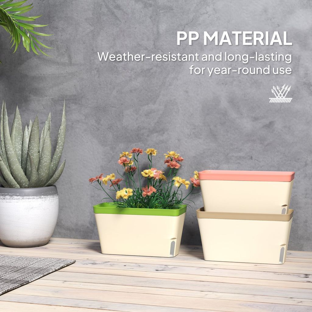 3 Pack 10.5" Self-Watering Planter Boxes with Water Level Indicator