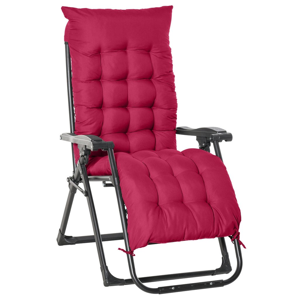 Reclining Zero Gravity Chair w/Adjustable Backrest, Removable Cushion & Headrest, Wine Red