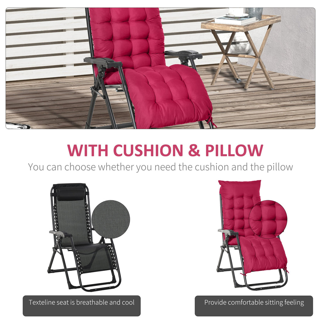 Reclining Zero Gravity Chair w/Adjustable Backrest, Removable Cushion & Headrest, Wine Red