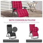 Reclining Zero Gravity Chair w/Adjustable Backrest, Removable Cushion & Headrest, Wine Red