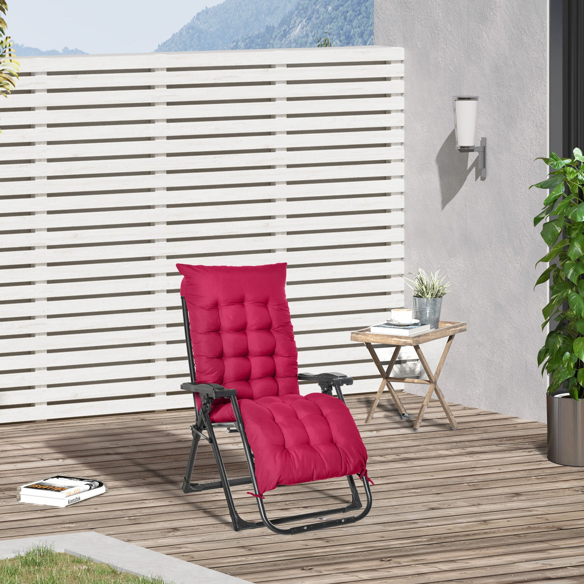 Reclining Zero Gravity Chair w/Adjustable Backrest, Removable Cushion & Headrest, Wine Red