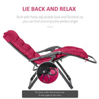 Reclining Zero Gravity Chair w/Adjustable Backrest, Removable Cushion & Headrest, Wine Red