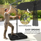 3 m Cantilever Parasol with Weights, Cover & Cross Base, Black