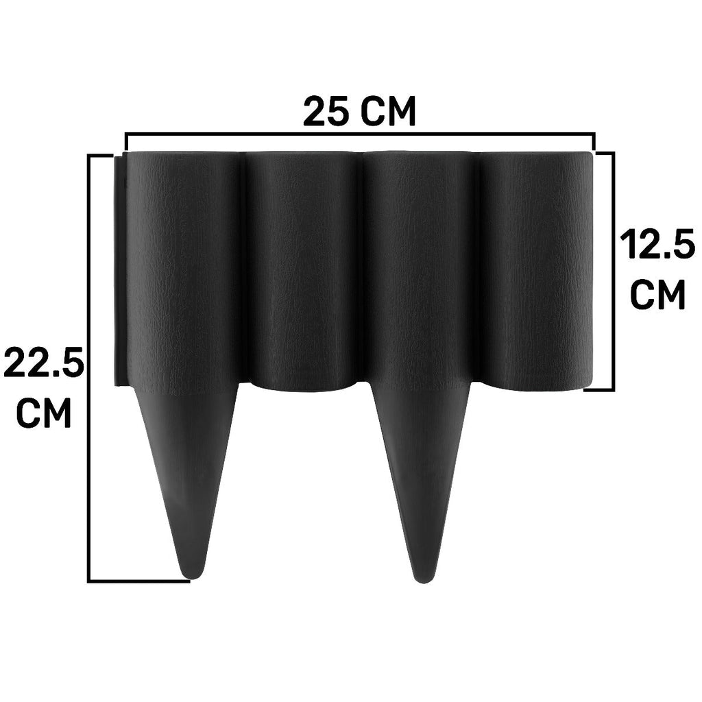 Lawn Edging, Plastic Palisade Wood Effect, 2.5m Box, Black