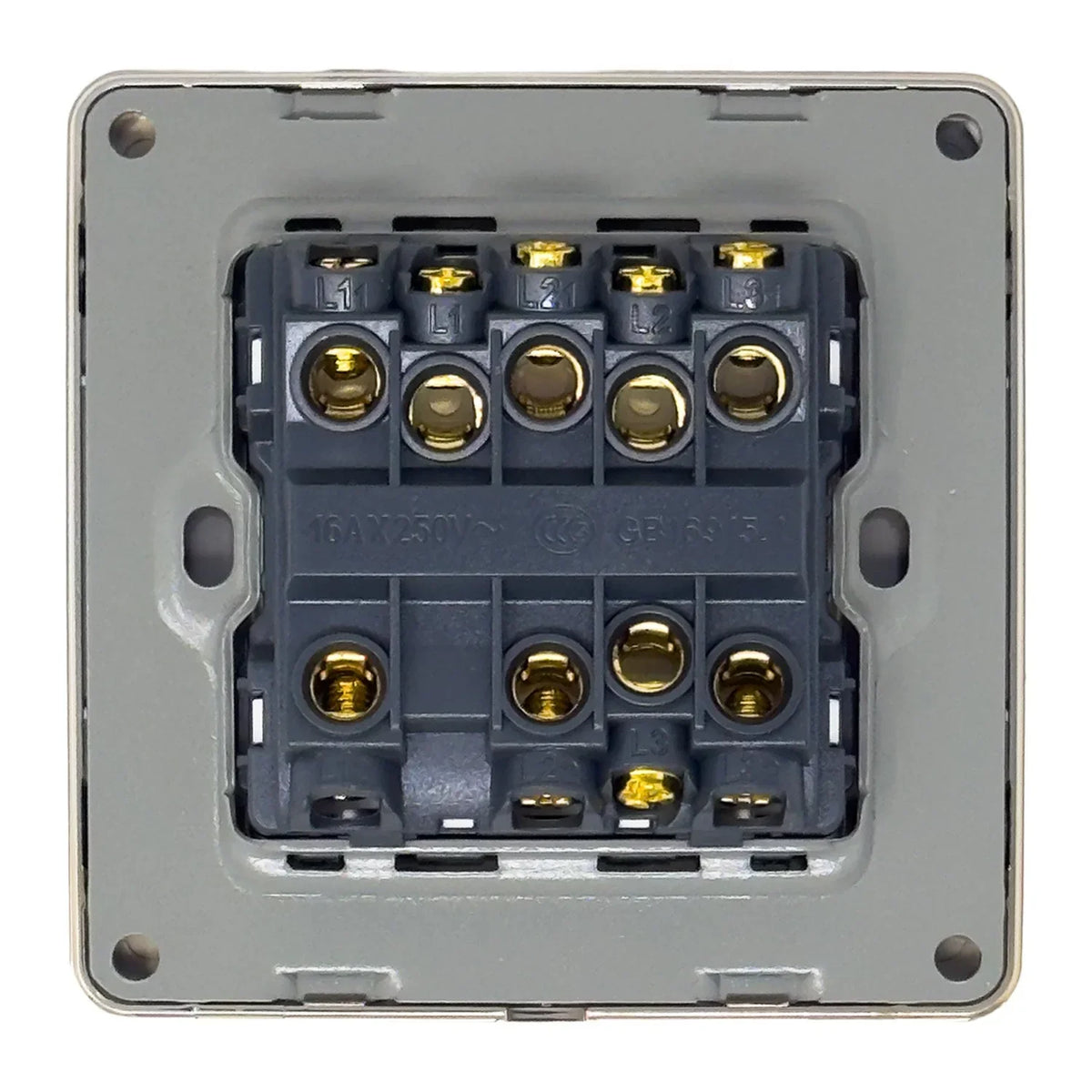 16A 3-Gang 2-Way Light Switch Gold Brushed Metallic Plate | Ledison