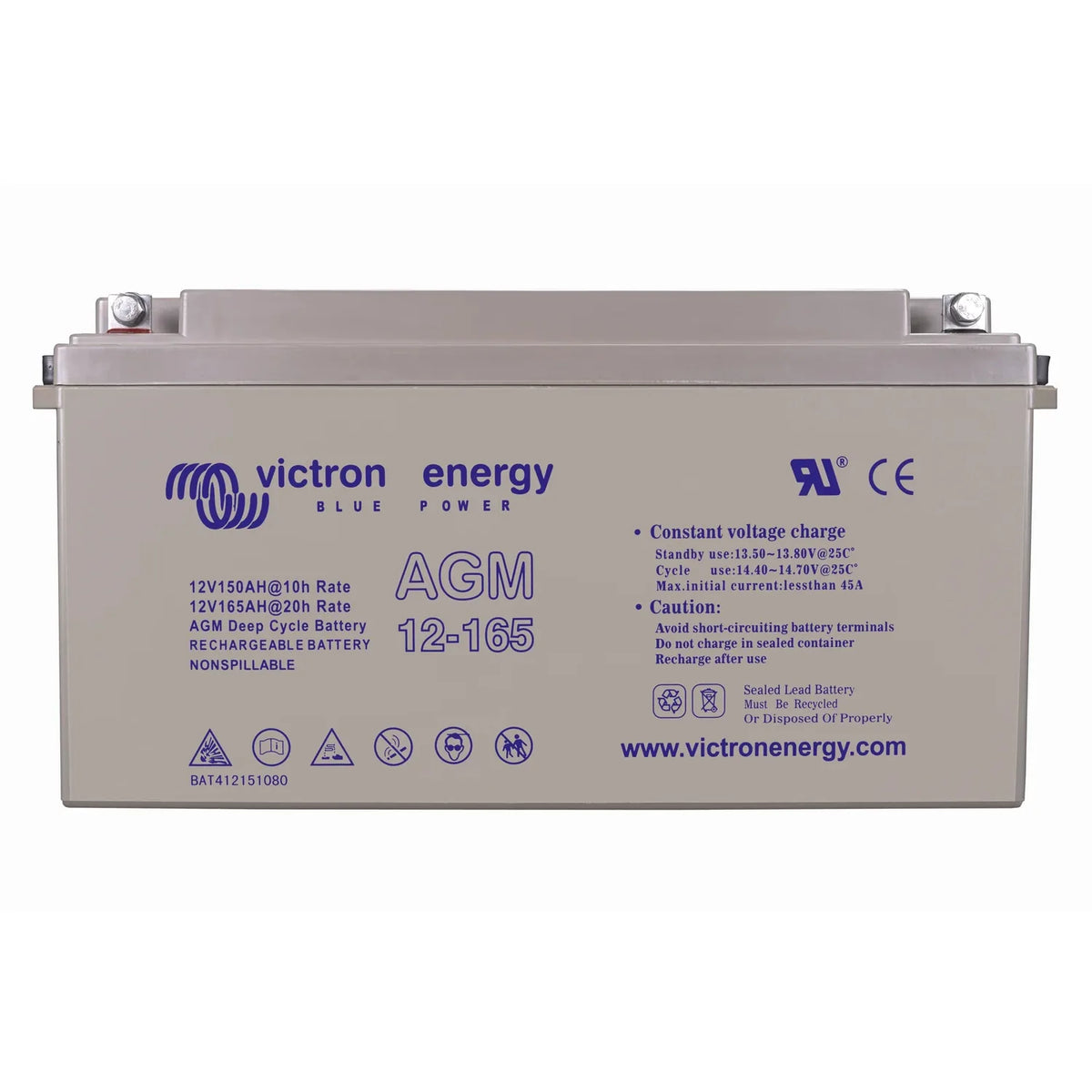 Victron 12V 165Ah AGM Deep Cycle Battery M8 Terminals | BAT412151085