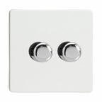 2 Gang 2 Way LED Dimmer Switch 0-120W Screwless | Varilight V-Pro JDQP252S
