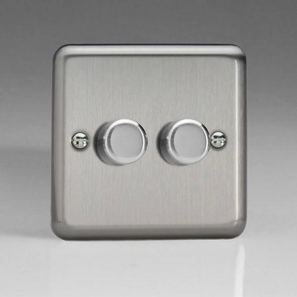 LED Dimmer Switch 2 Gang 2x120W Brushed Steel | Varilight V-Pro JSP252