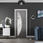 Salerno Pre-Finished Light Grey Internal Door with Clear Glass - 2040 x 726 x 35mm