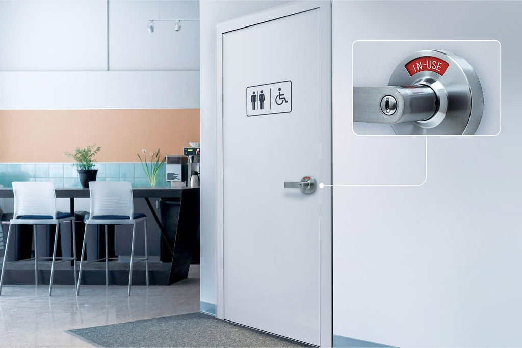 Privacy Indicator Door Lock with Keys in Satin Chrome