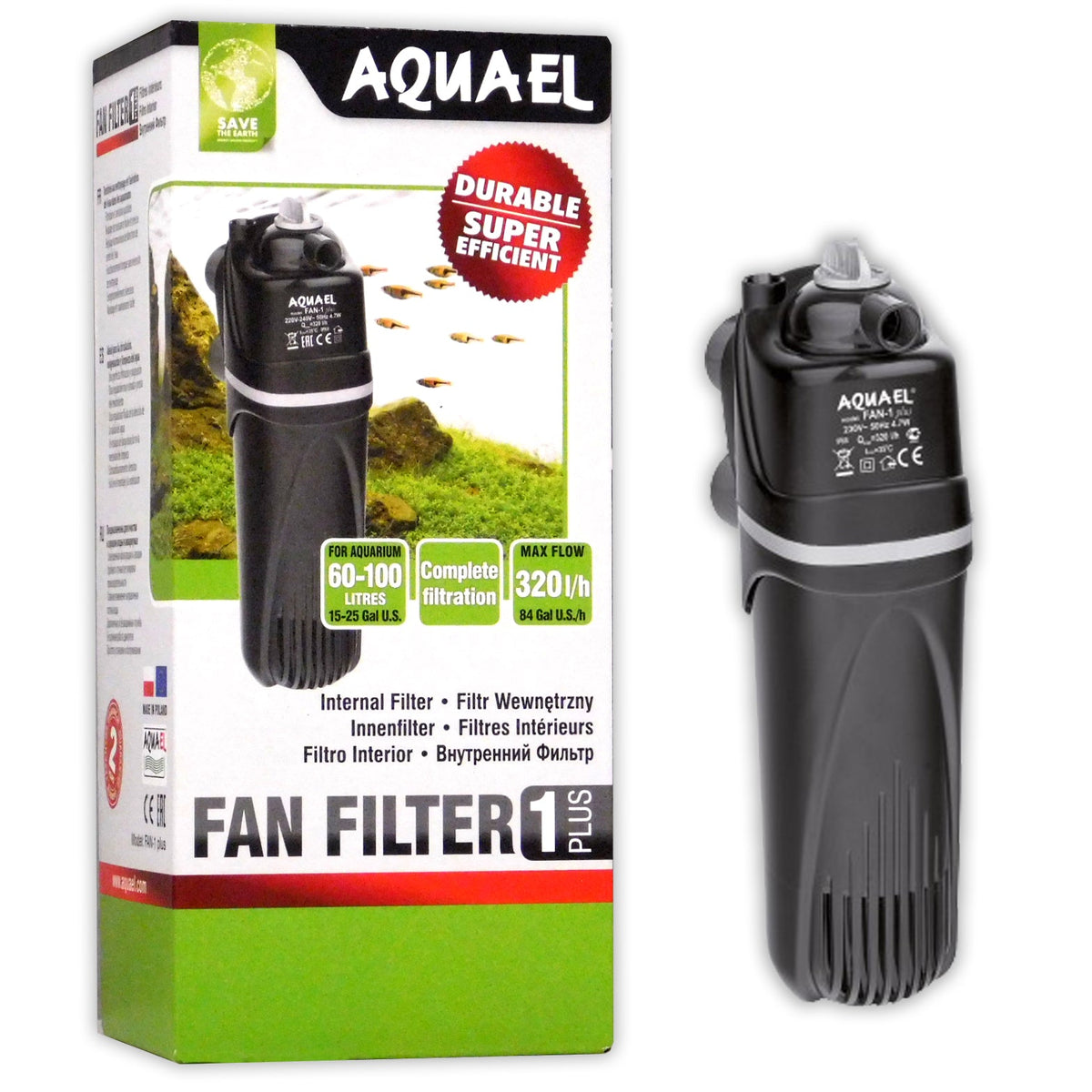 Aquael Internal Aquarium Fan Filter 1 - 60-100L, 320 Lph